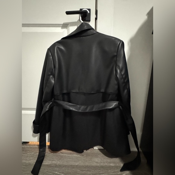 Black Zara Leather Trench Coat - Picture 6 of 6